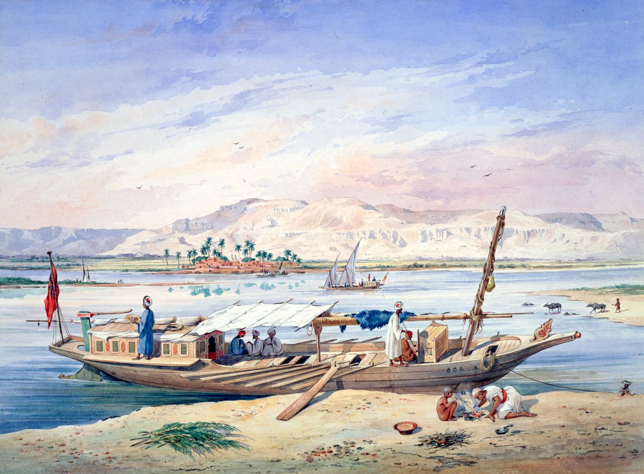 A Boat on the Nile, Egypt, 19th century by Emile Prisse d