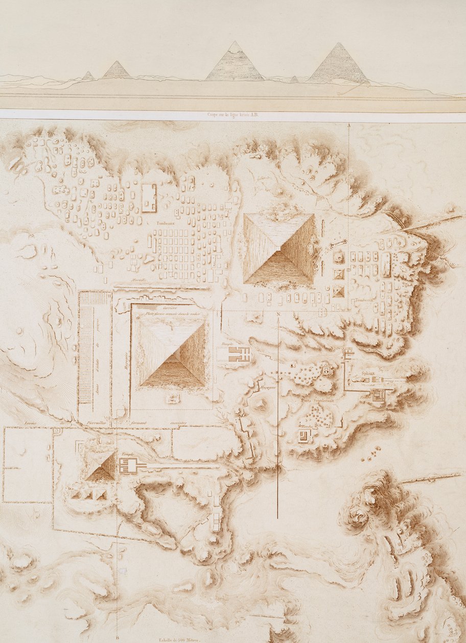 Plan of Part of the Memphis Necropolis, Giza Plateau by Emile Prisse dAvennes