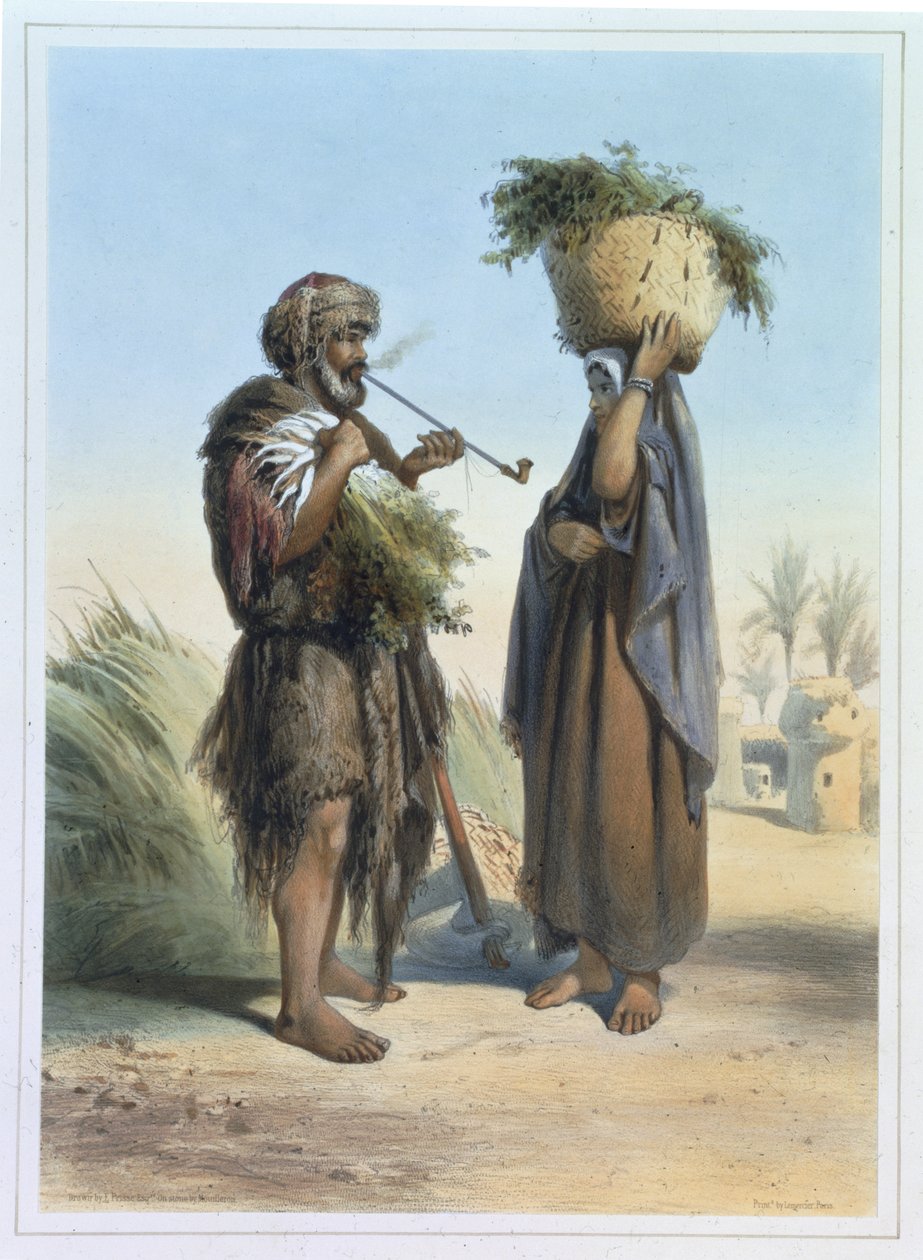 Fellah Man and Woman (Illustration) by Emile Prisse d