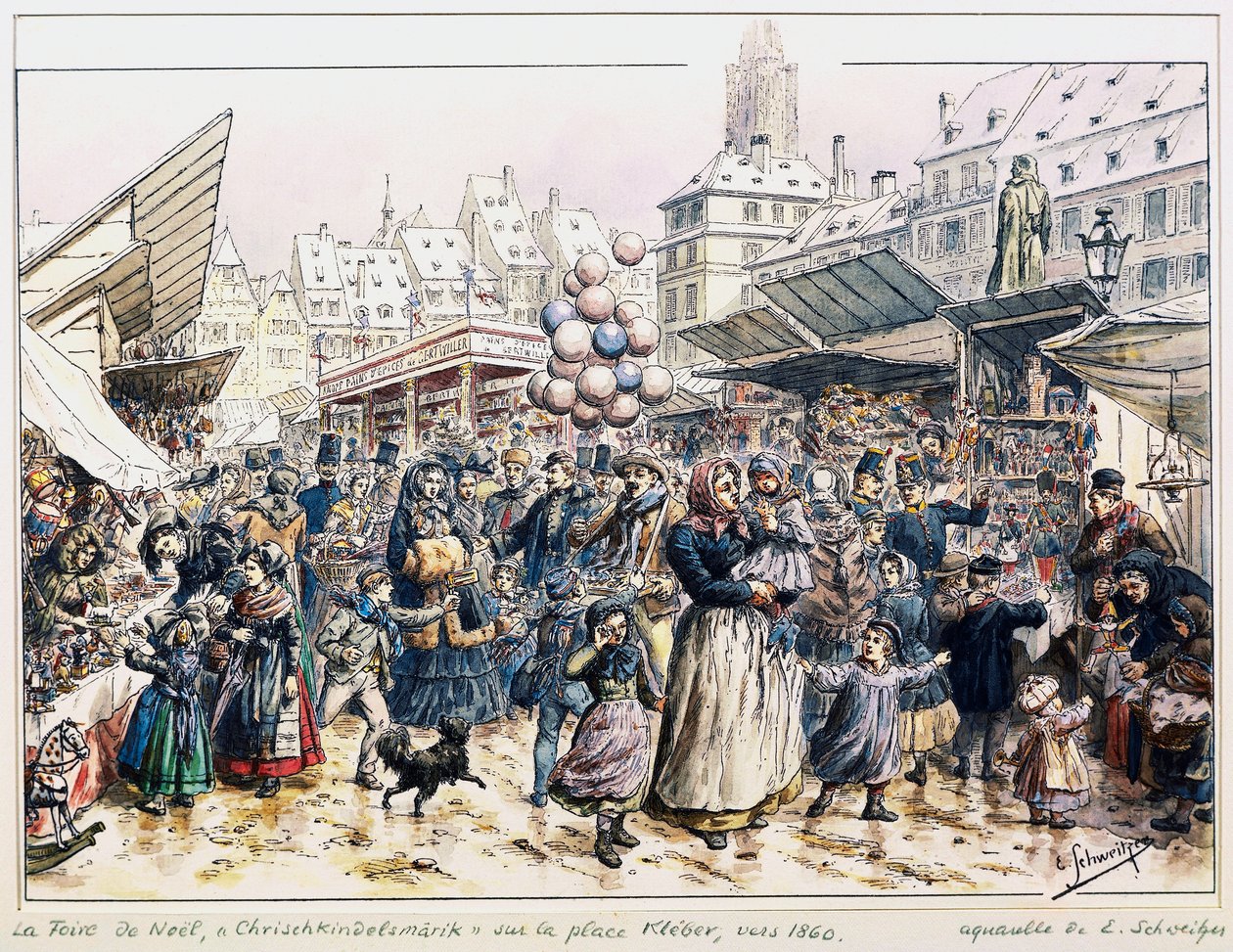 Christmas Market in Place Kleber in Strasbourg by Emile Schweitzer