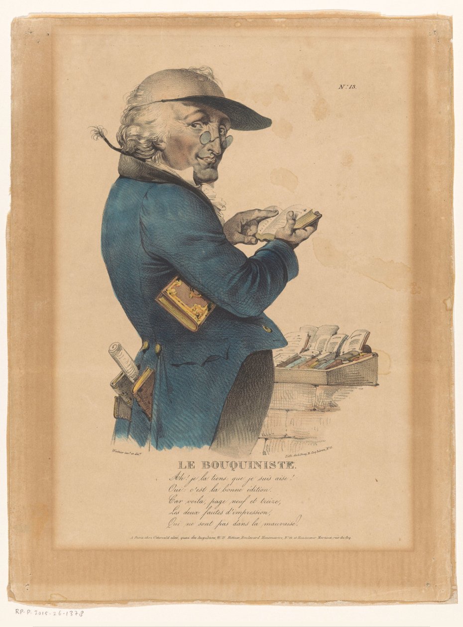 Man Looking at a Book at a Bookstall (Le bouquiniste) by Émile Wattier