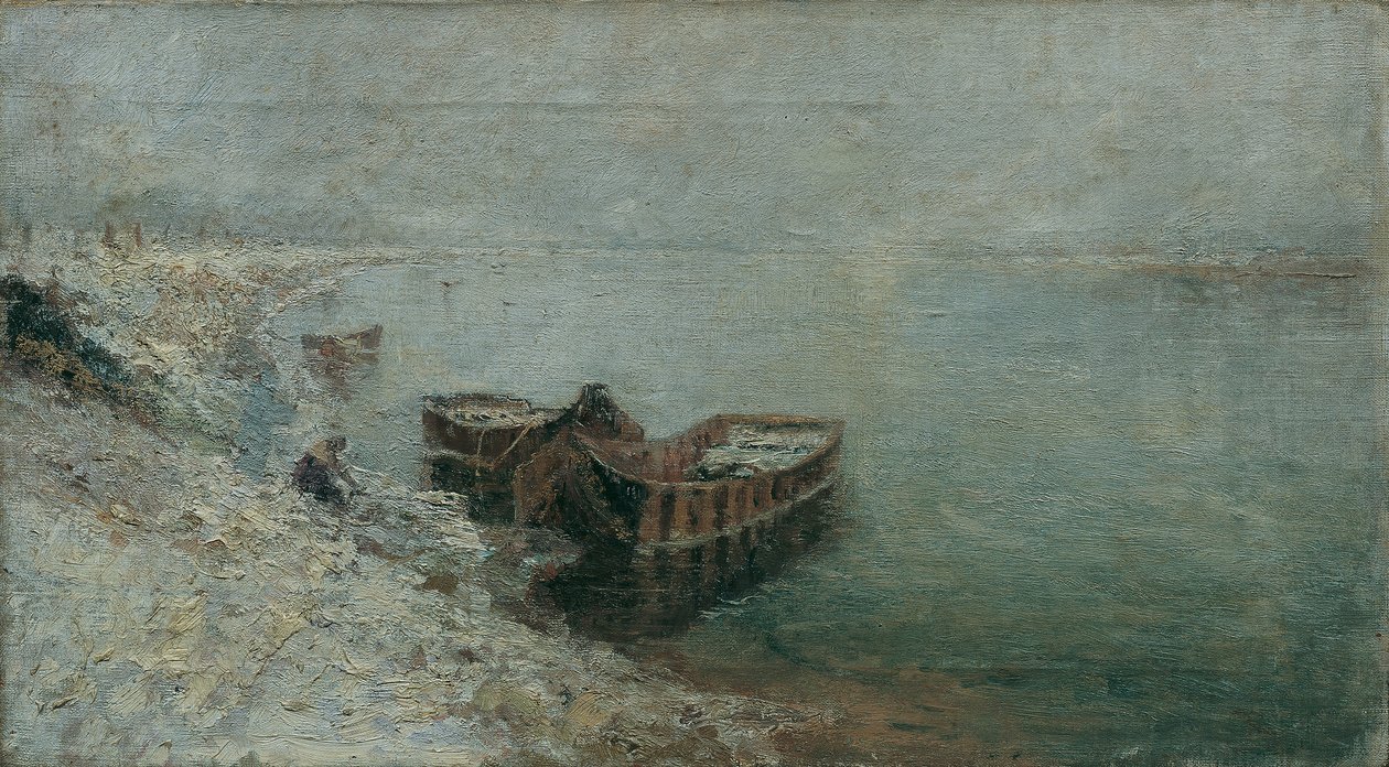 Fishing Boats on the Danube Shore by Emilie Mediz Pelikan