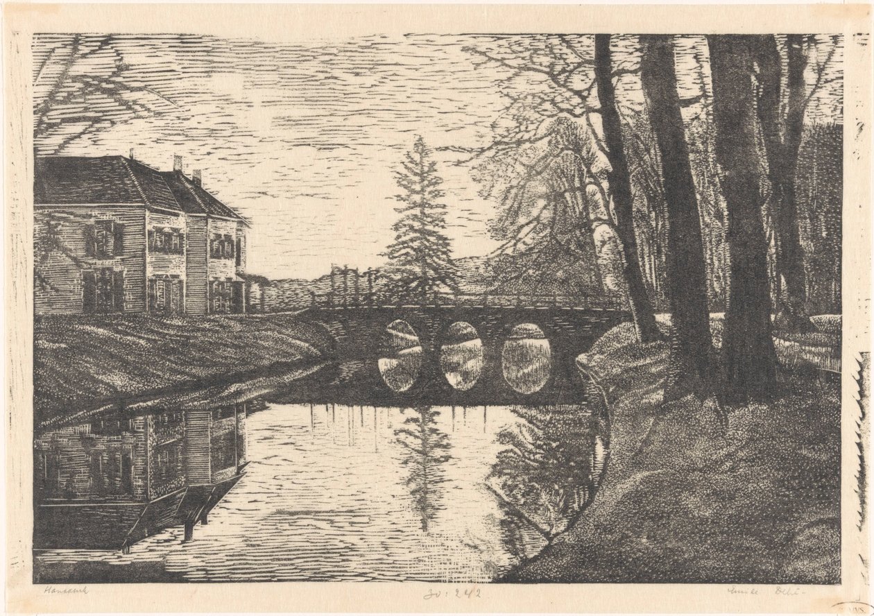 Old Court in Bergen by Emilius Wilhelmus Dehé (signed by artist)