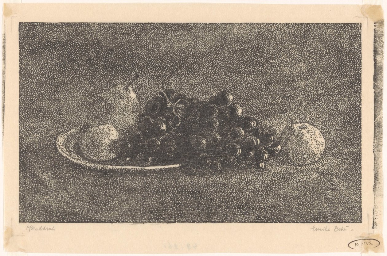 Bowl with Grapes and Other Fruits by Emilius Wilhelmus Dehé (signed by artist)