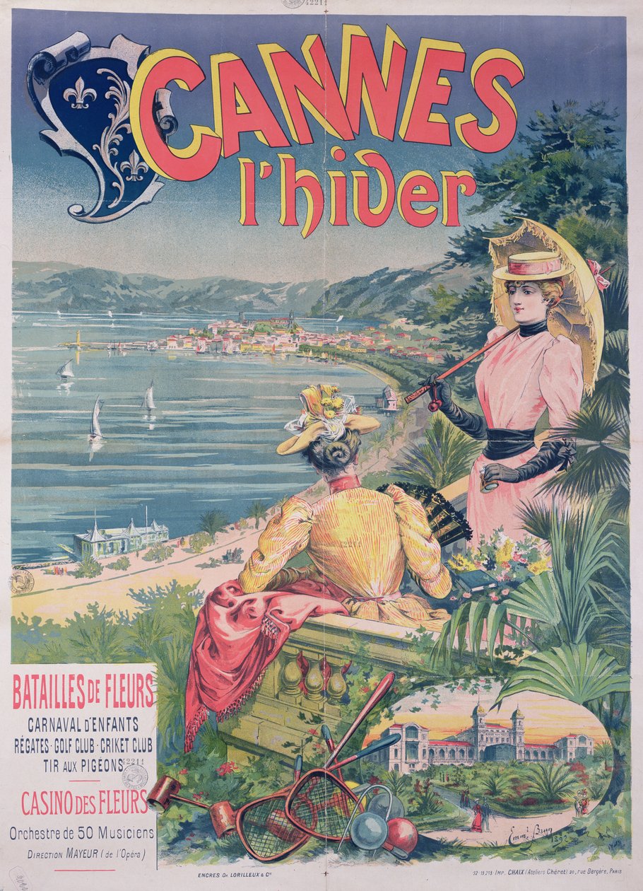 Poster Advertising the Casino des Fleurs, Cannes in Winter by Emmanuel Brun