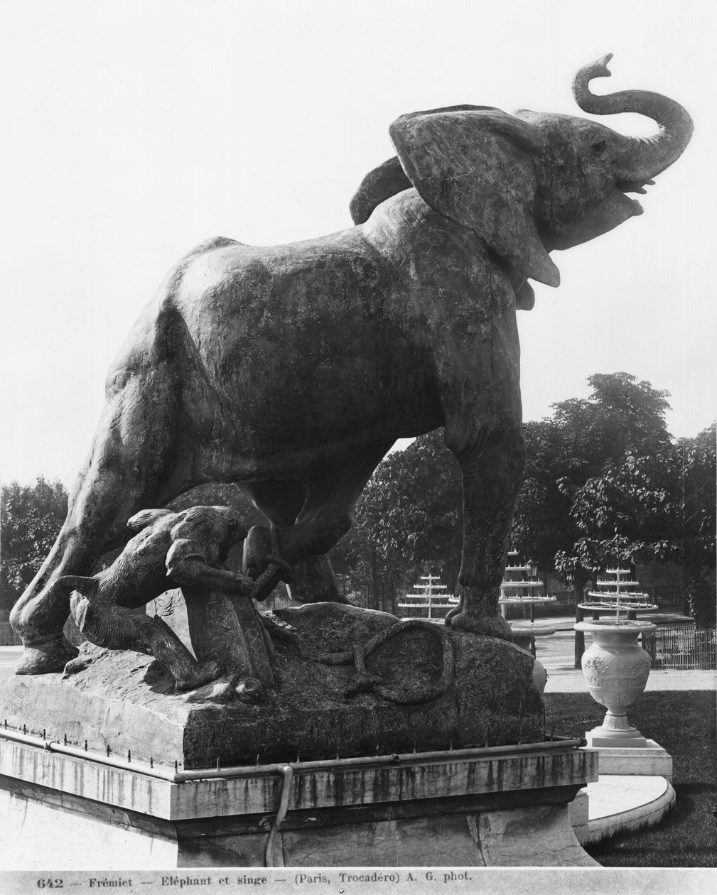 Young Elephant Caught in a Trap, in Front of the First Trocadero Palace Constructed for the Universal Exhibition in 1878 by Emmanuel Fremiet