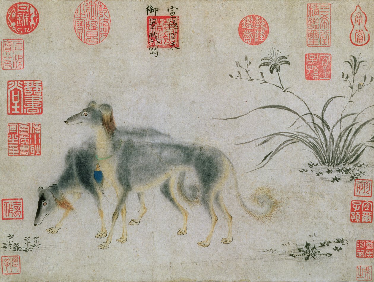 Two Saluki Hounds by Emperor Hsuan tsung