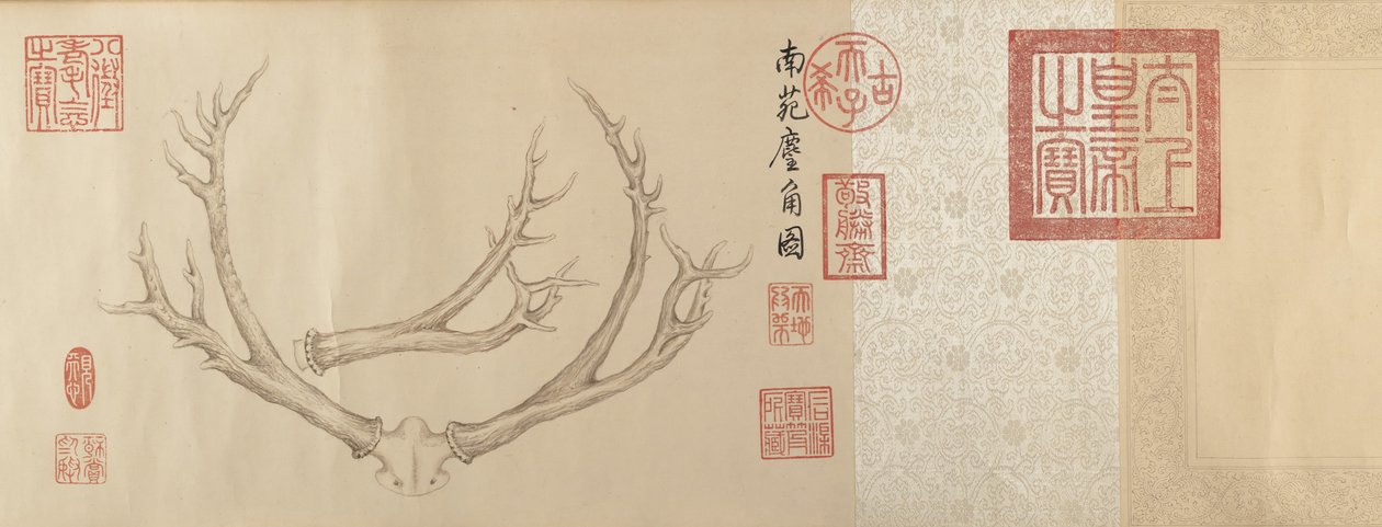 Two Paintings of Deer Antlers by Emperor Qianlong