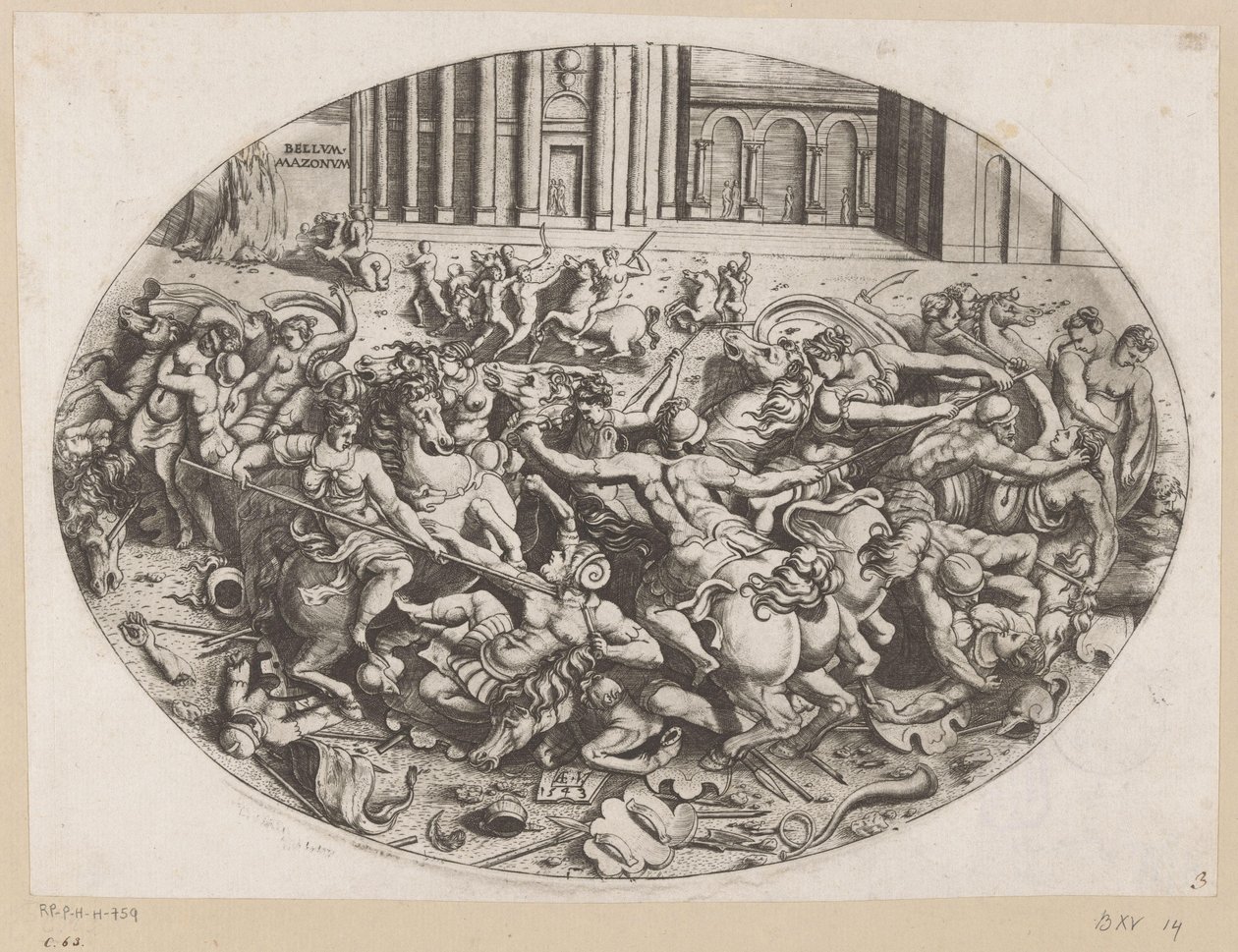 Battle of the Amazons by Enea Vico