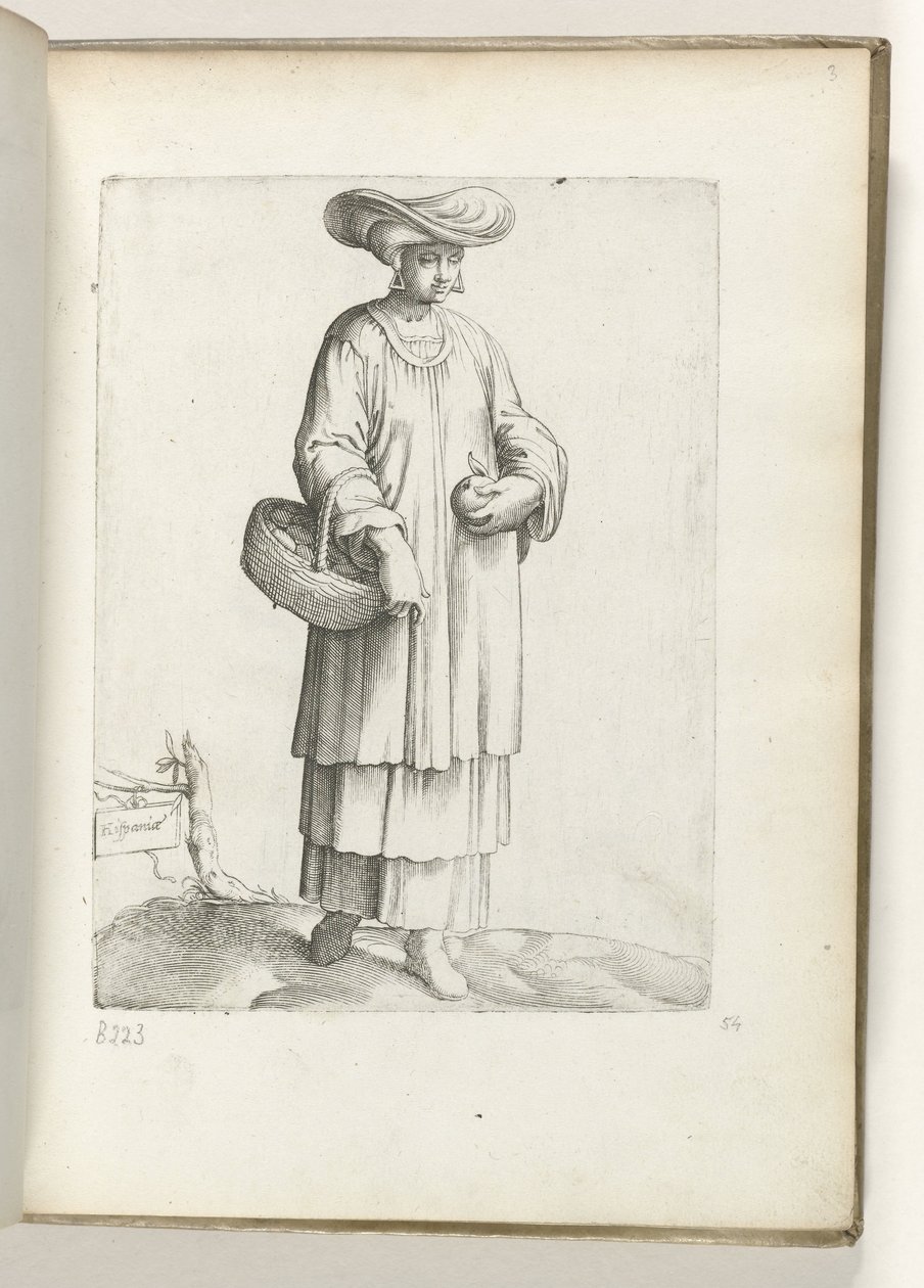 Woman with Basket in Spanish Clothing, ca. 1550 by Enea Vico