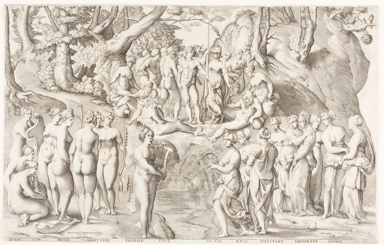 The Dispute between the Muses and the Daughters of Pierios on Parnassus by Enea Vico
