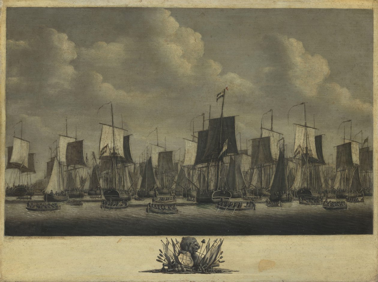 The Fleet Leaving the Port of Vlissingen, 1804 by Engel Hoogerheyden