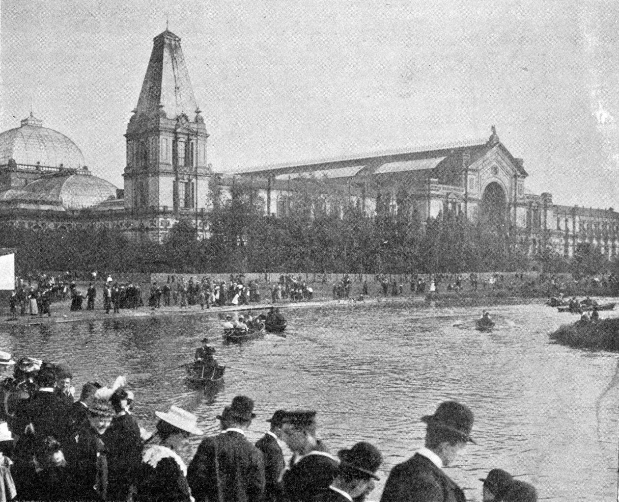A View of the Alexandra Palace from a Corner of the Lake by English Photographer
