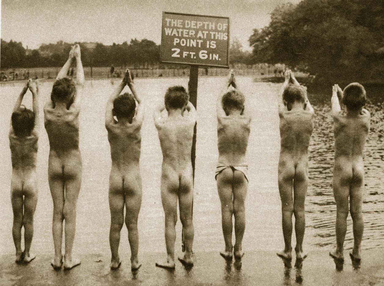 Boys bathing in the park, Clapham 1926 by English Photographer