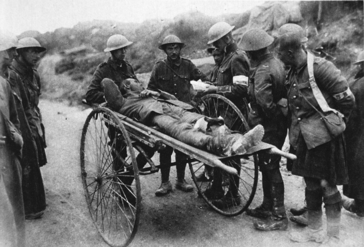 German Prisoners: A Wounded Man Having His Name Taken by English Photographer