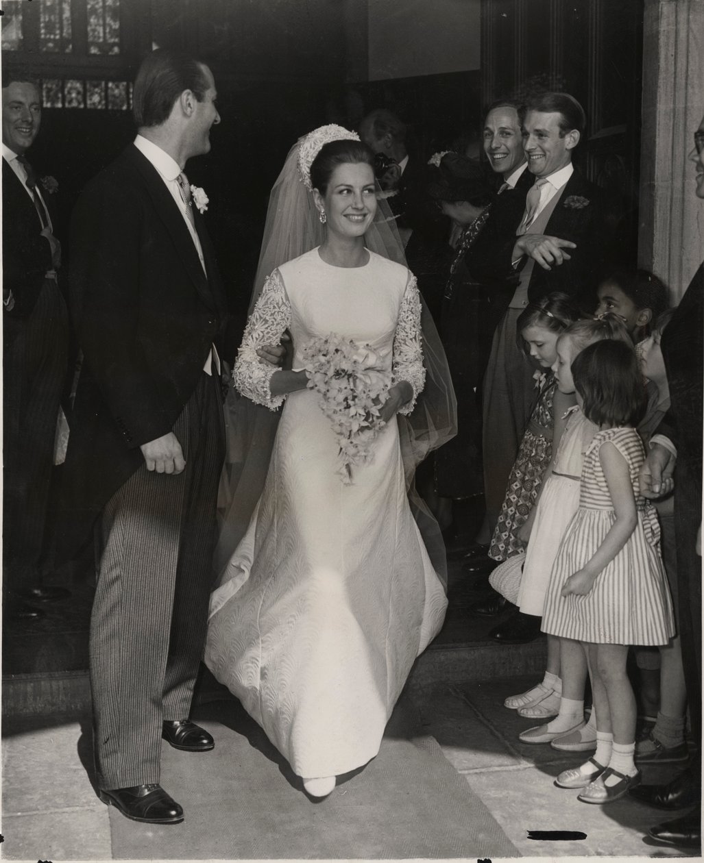 Lady Philippa Wallop wearing a Belleville Couture wedding dress by English Photographer