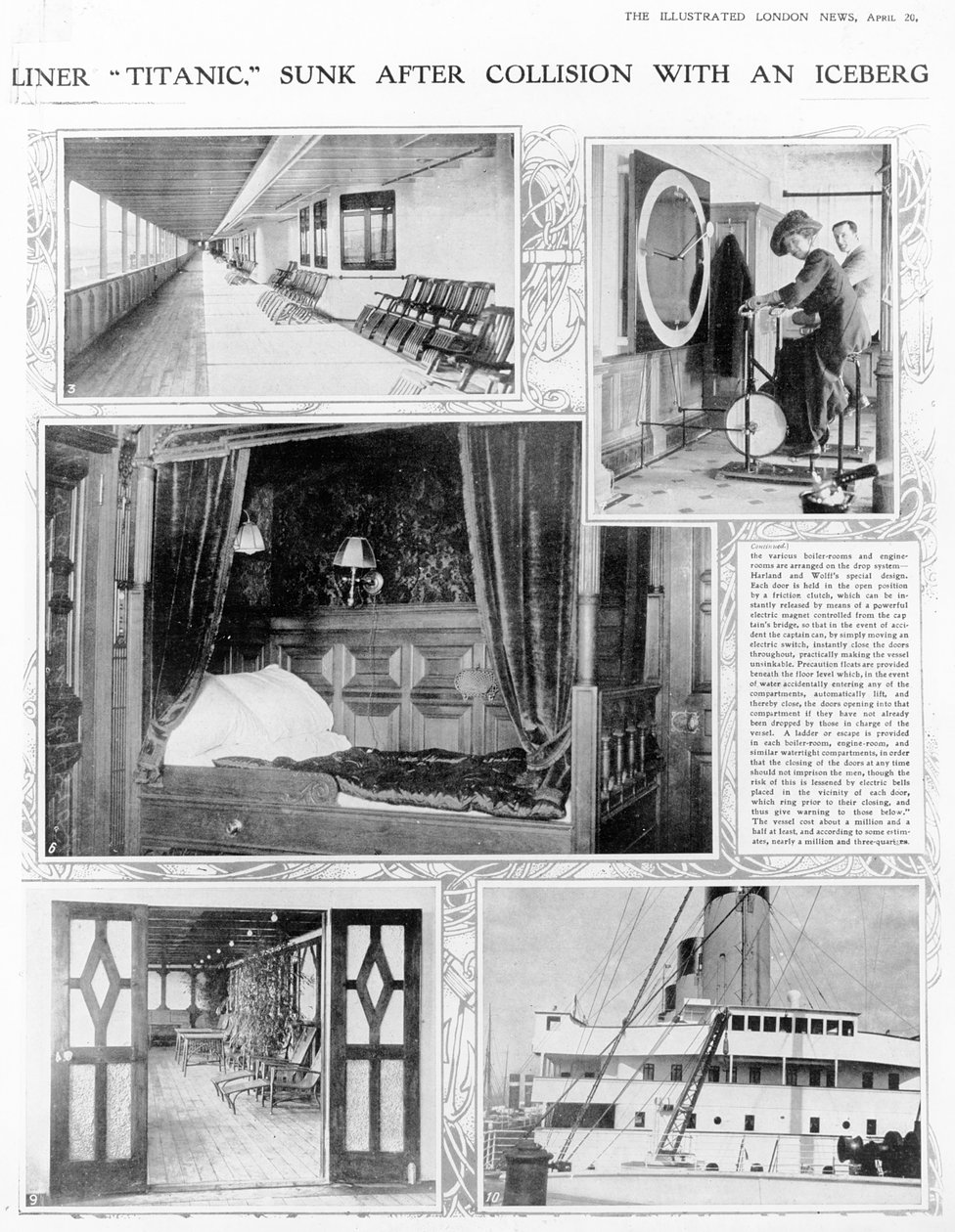 Liner Titanic Sunk after Collision with an Iceberg, from The Illustrated London News, 20th April 1912 by English Photographer