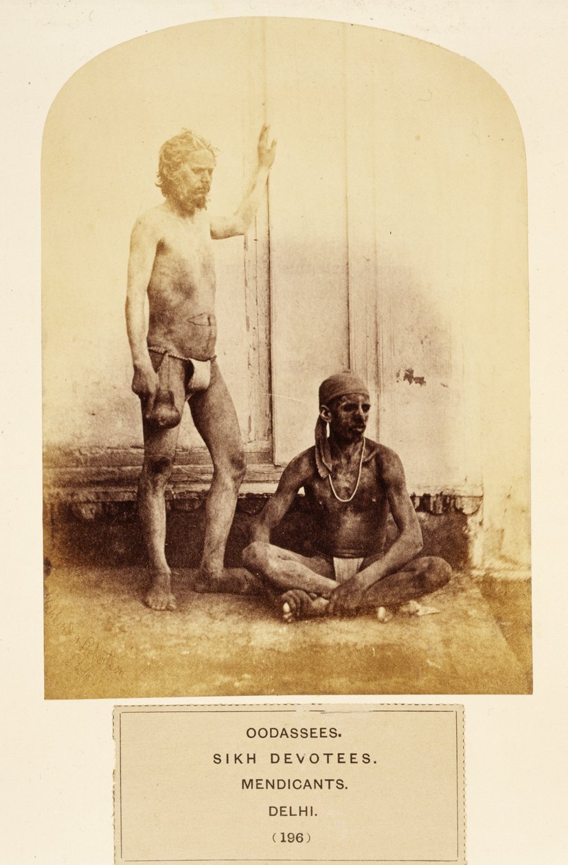 Oodassees, Sikh Devotees, Mendicants, Delhi, from The People of India, by J. Forbes Watson, published 1868 by English Photographer