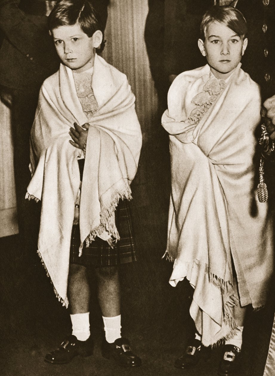 Prince Michael of Kent and Prince William of Gloucester, page boys at the wedding of Princess Elizabeth, 1947 by English Photographer