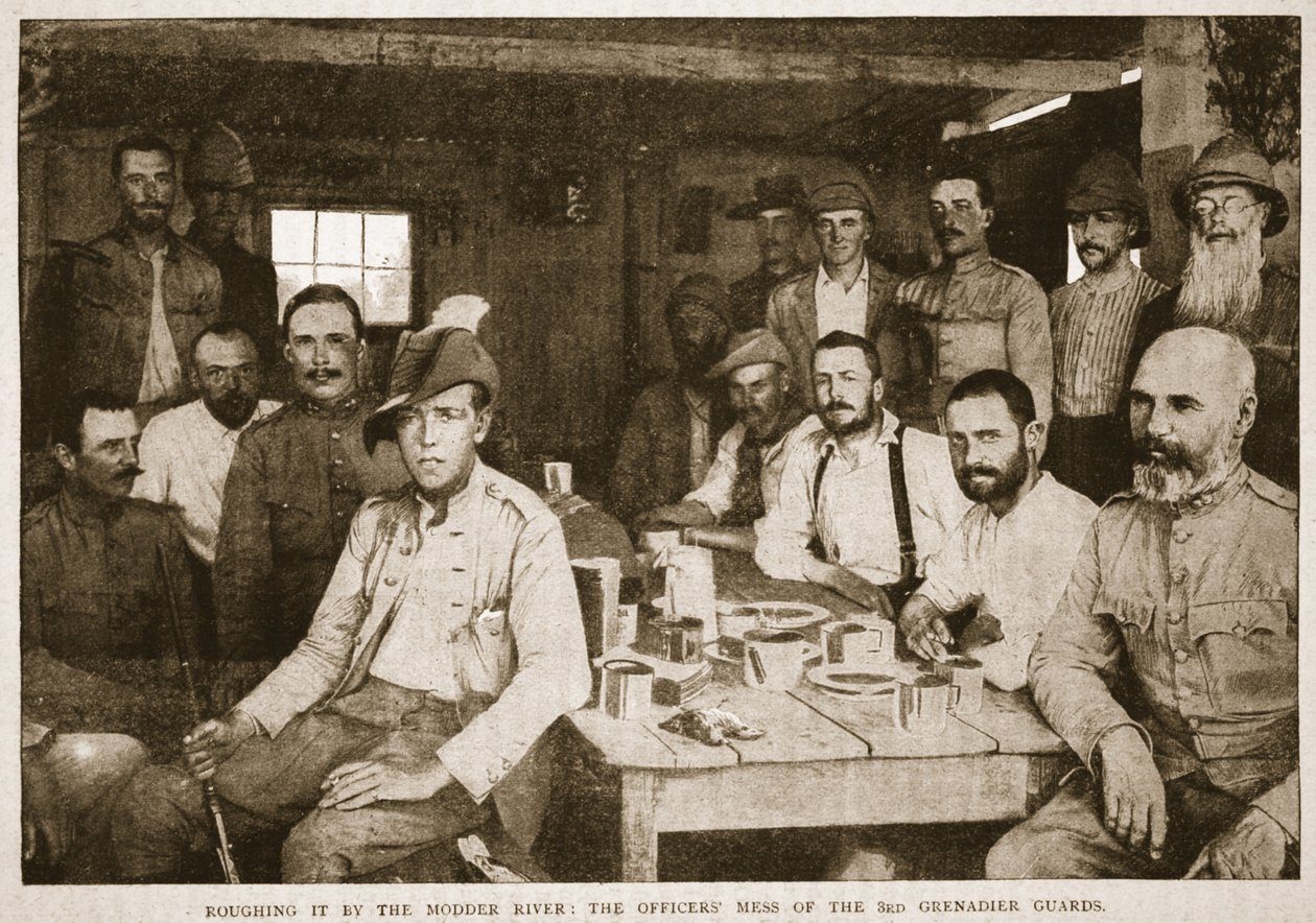 Roughing it by the Modder River: the Officers Mess of the 3rd Grenadier Guards, illustration from 