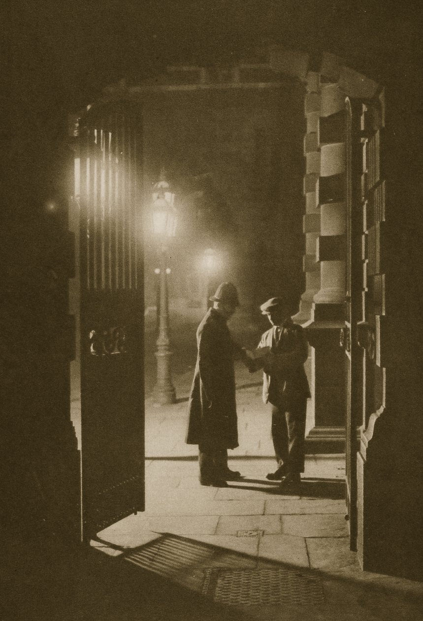 Scotland Yard in the early hours of the morning, the Embankment by English Photographer