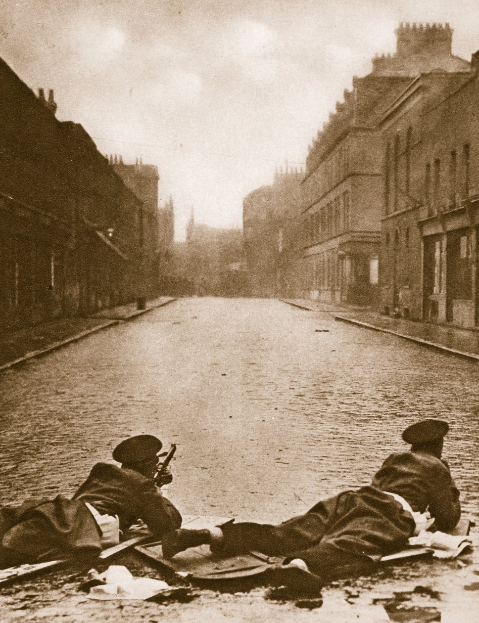 Scots Guards keeping guard on Sydney Street, 1911 by English Photographer