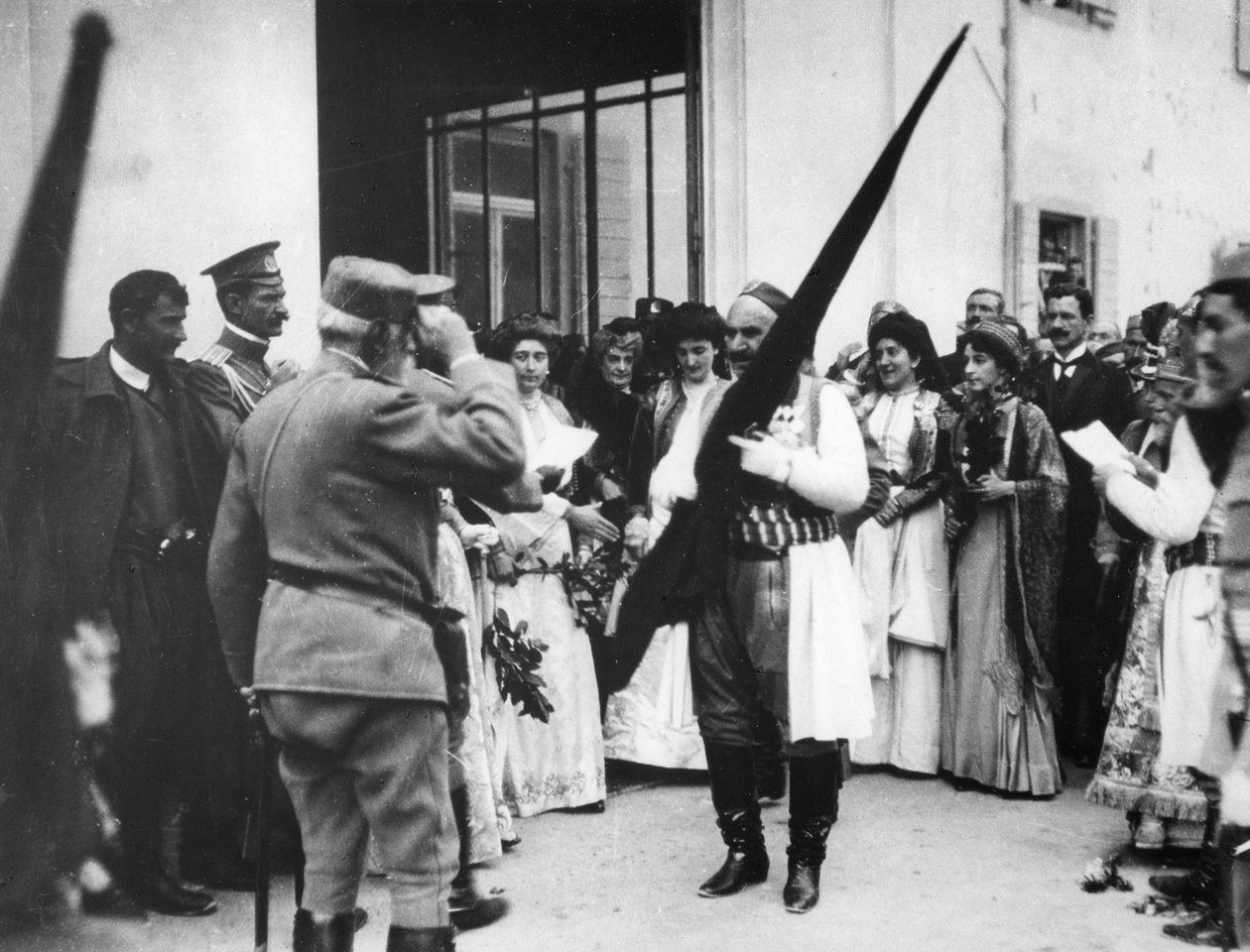 The King of Montenegro with a Turkish Flag, Cettinge, Montenegro, 1913 by English Photographer