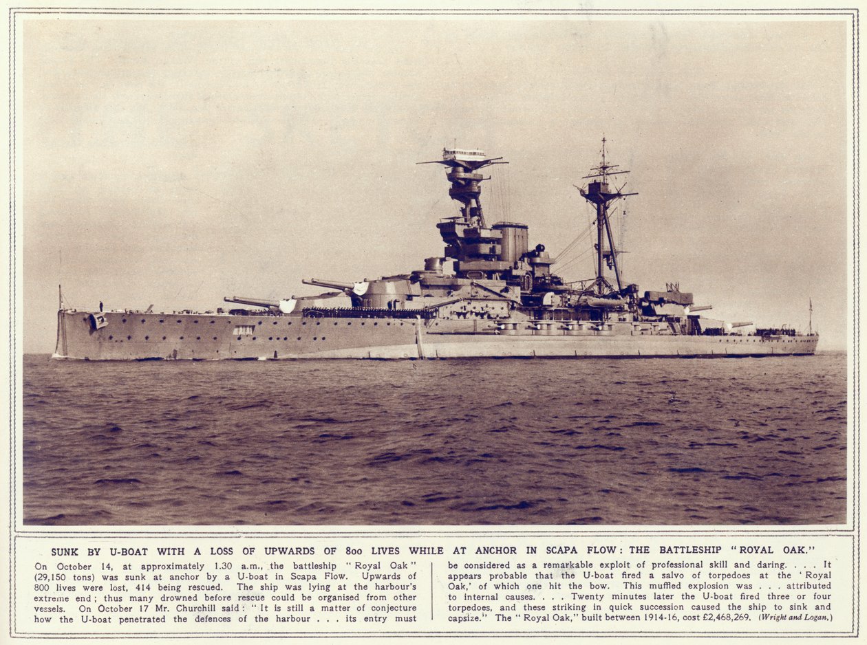 The battleship, Royal Oak, from The Illustrated War News, published 1st November 1939 by English Photographer