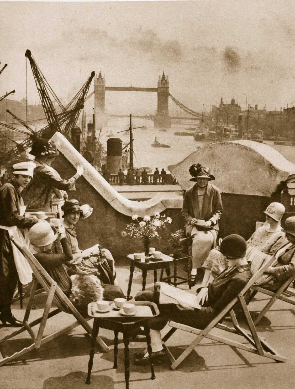 The roof garden of the Langbourne Club for city women, Fishmonger Hall Street, London 1925 by English Photographer