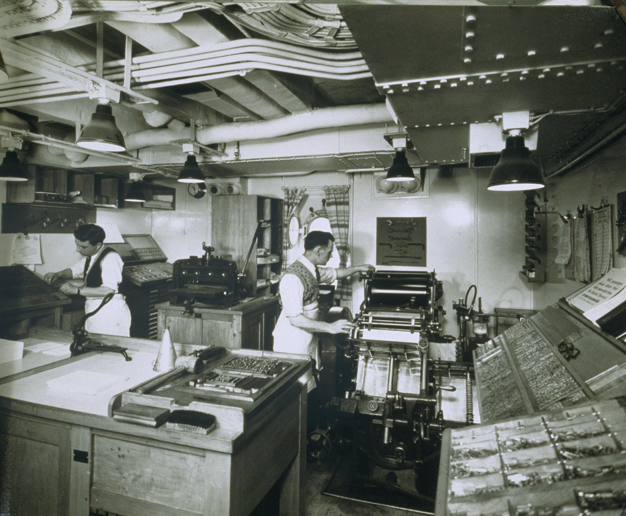 View of the Printing Press Aboard the 