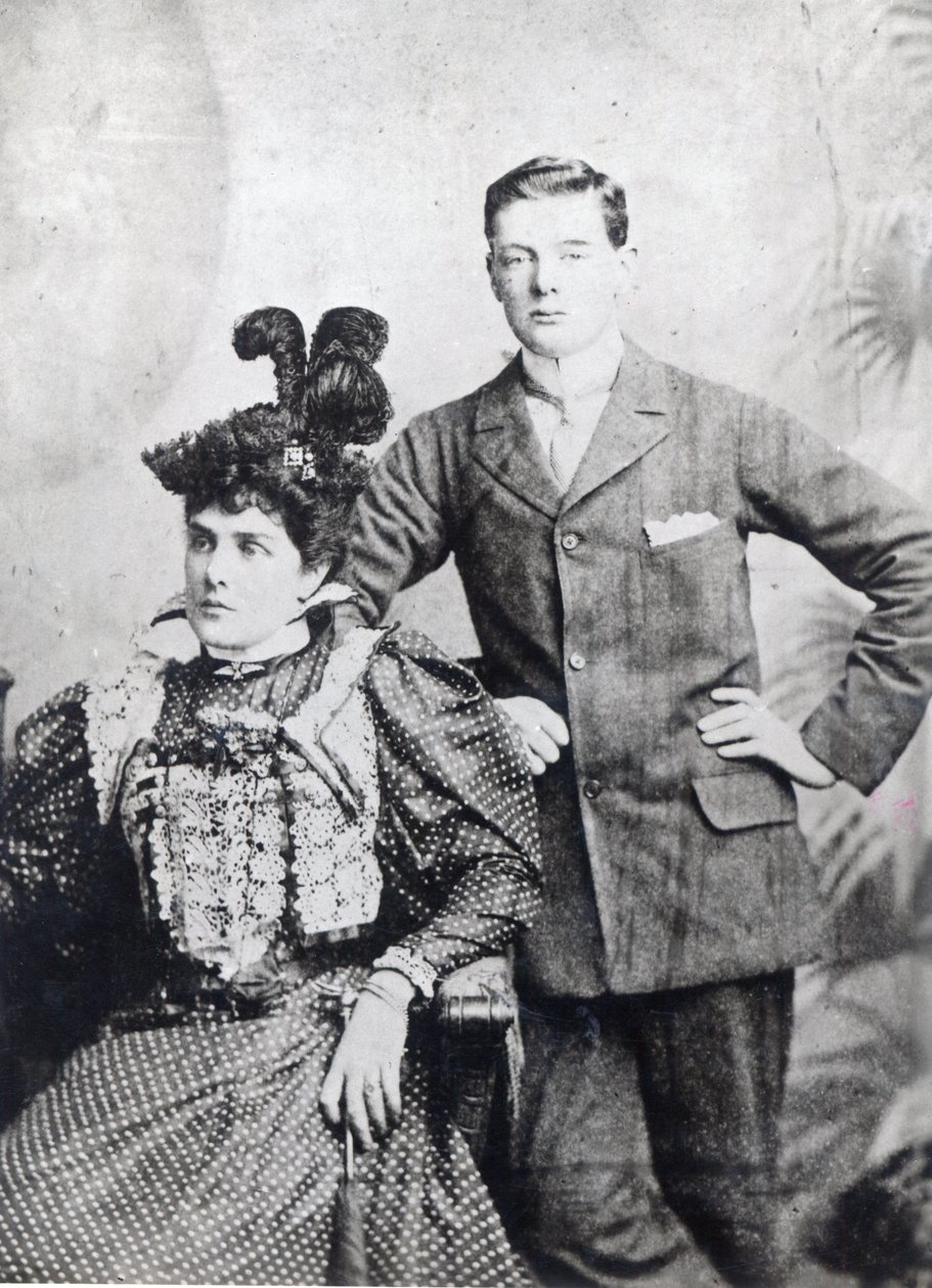Winston Churchill with his mother, Lady Randolph Churchill by English Photographer