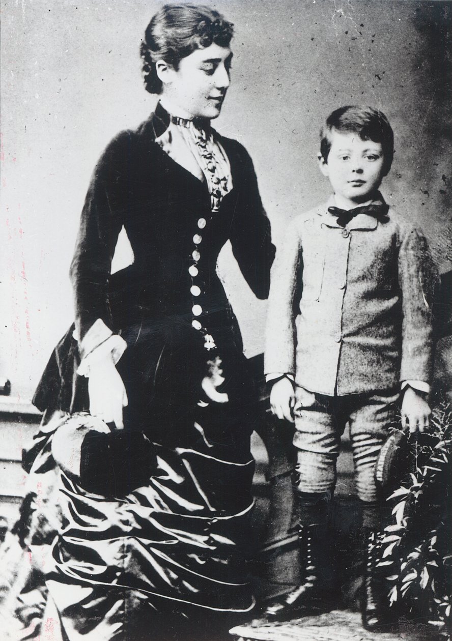 Winston Churchill with His Mother, Lady Randolph Churchill by English Photographer