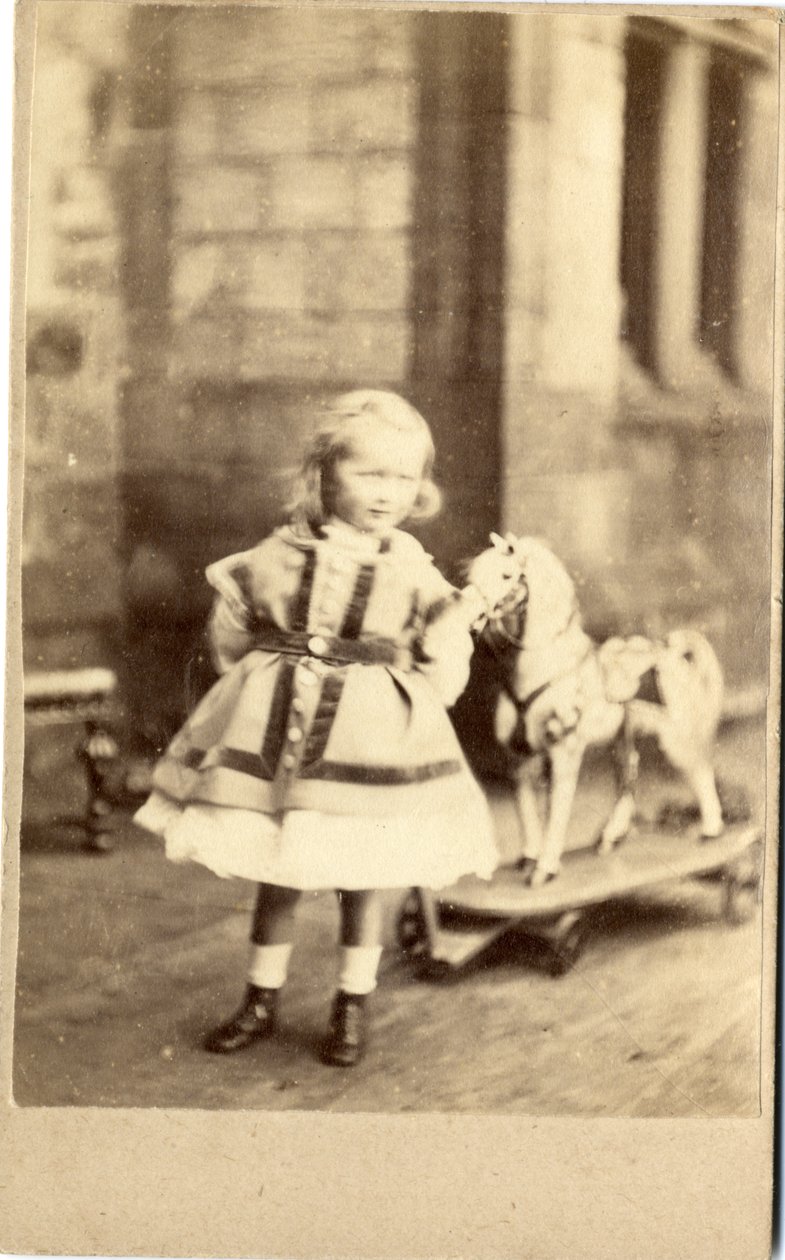 Young Girl with Her Pull-Along Toy Horse, 1860s by English Photographer