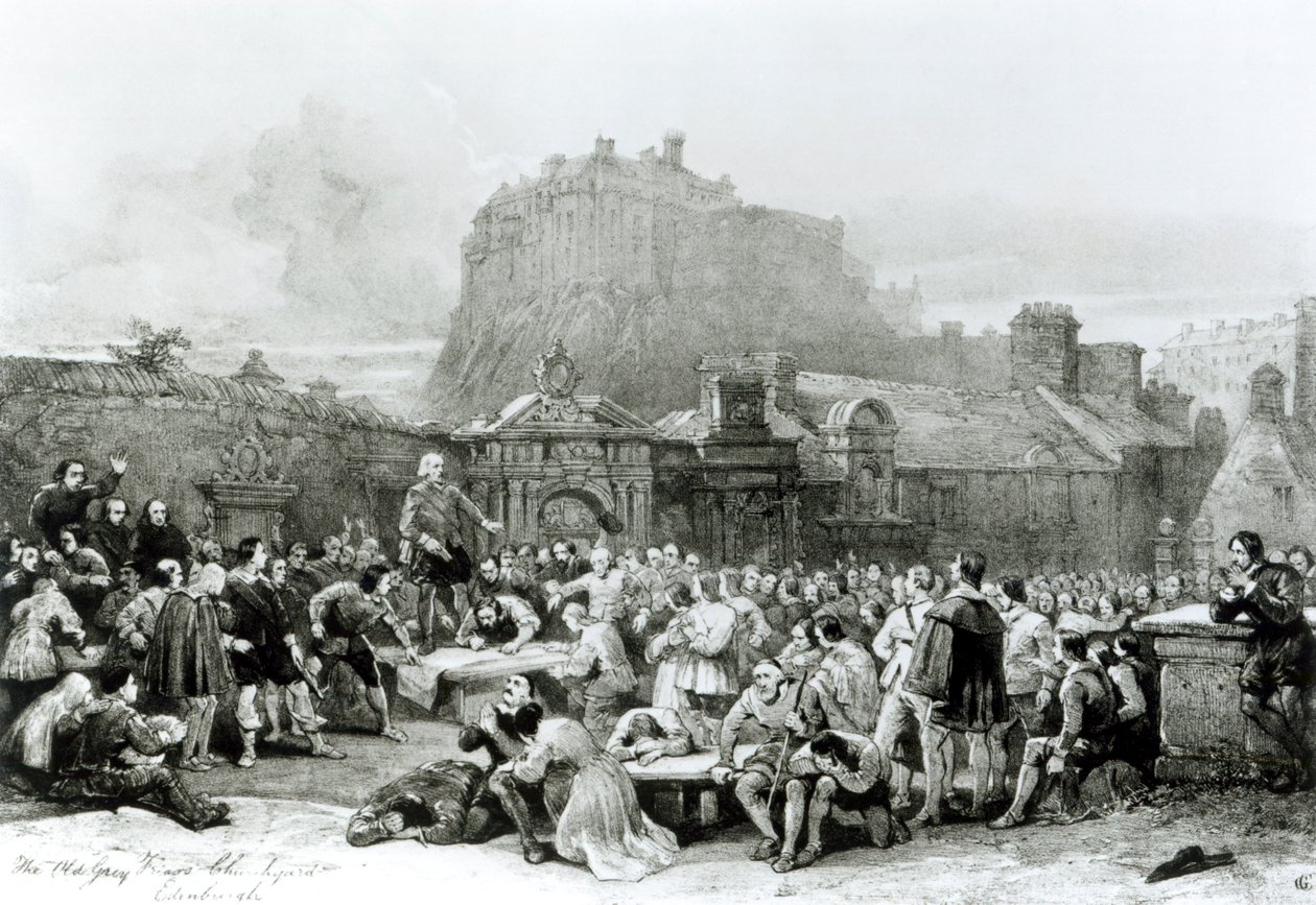 A Crowd Queues to Sign the National Covenant in Front of Grey Friar