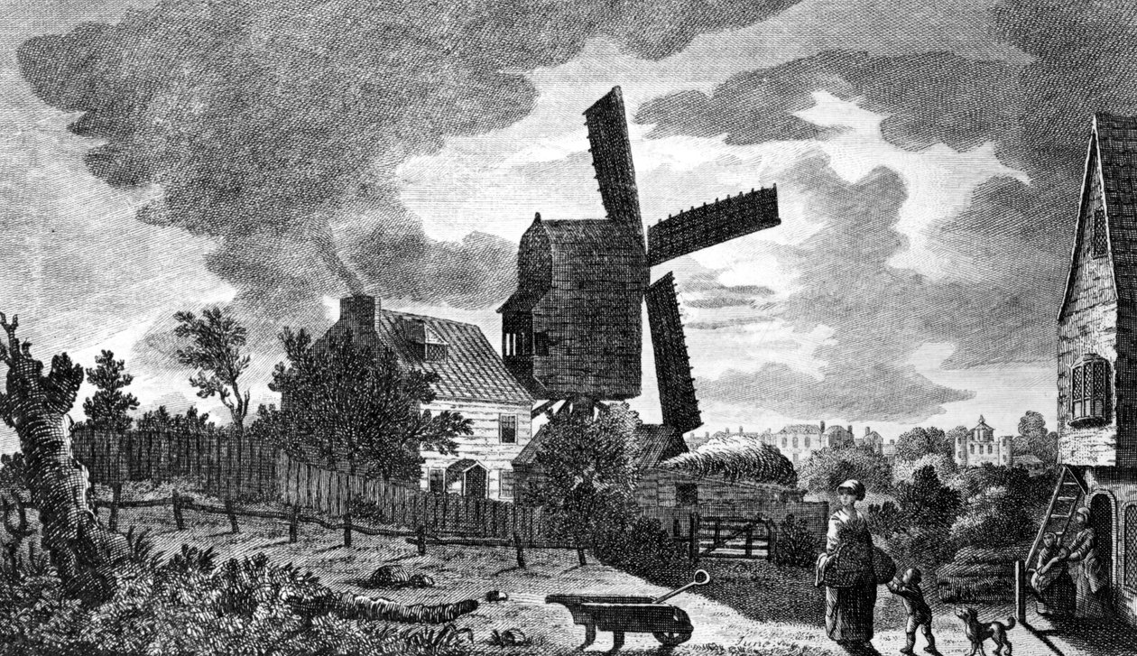 A View of a Mill near Blackheath in Kent, by Moonlight by English School
