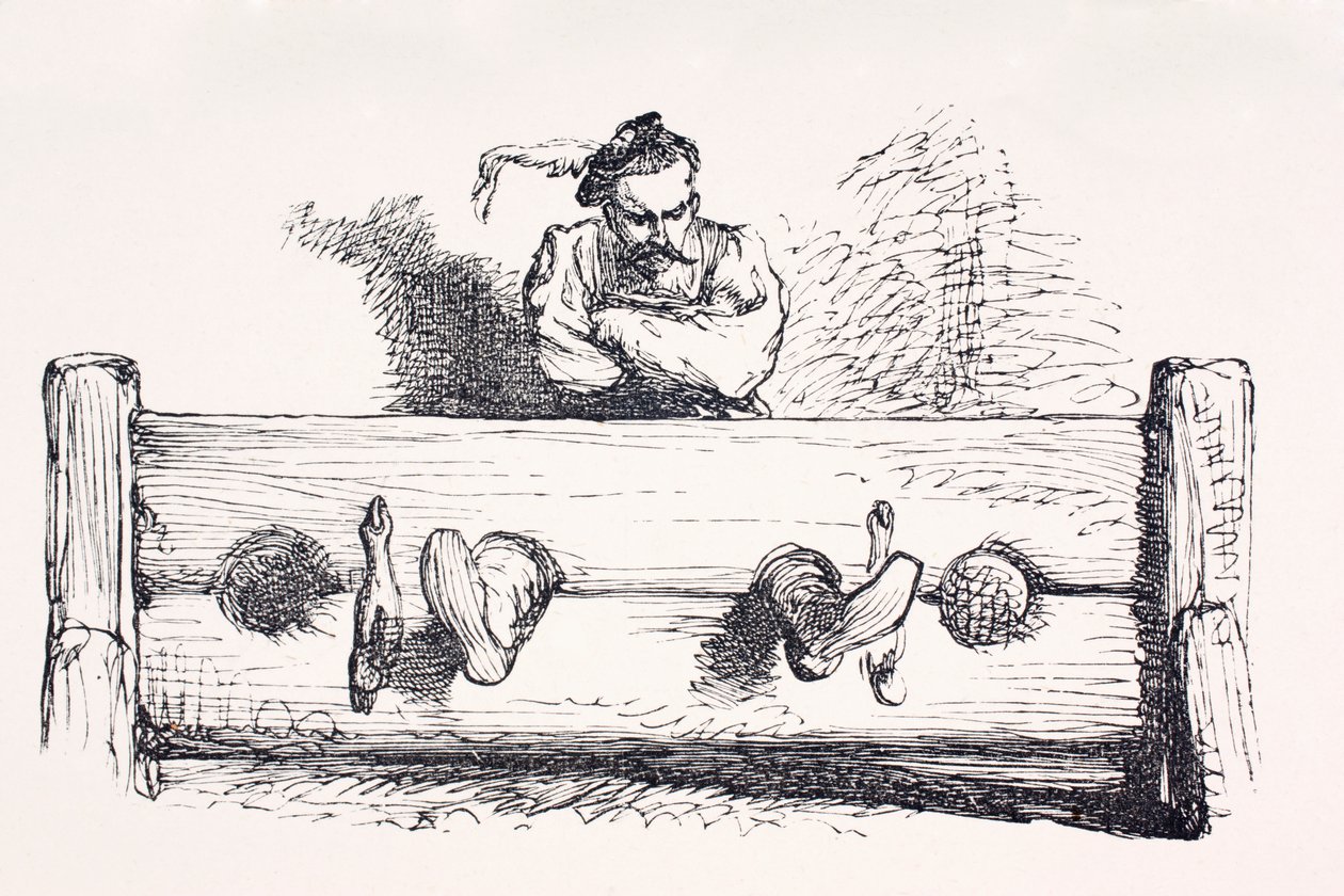 A Man in Stocks, from The Illustrated Library Shakespeare by English School