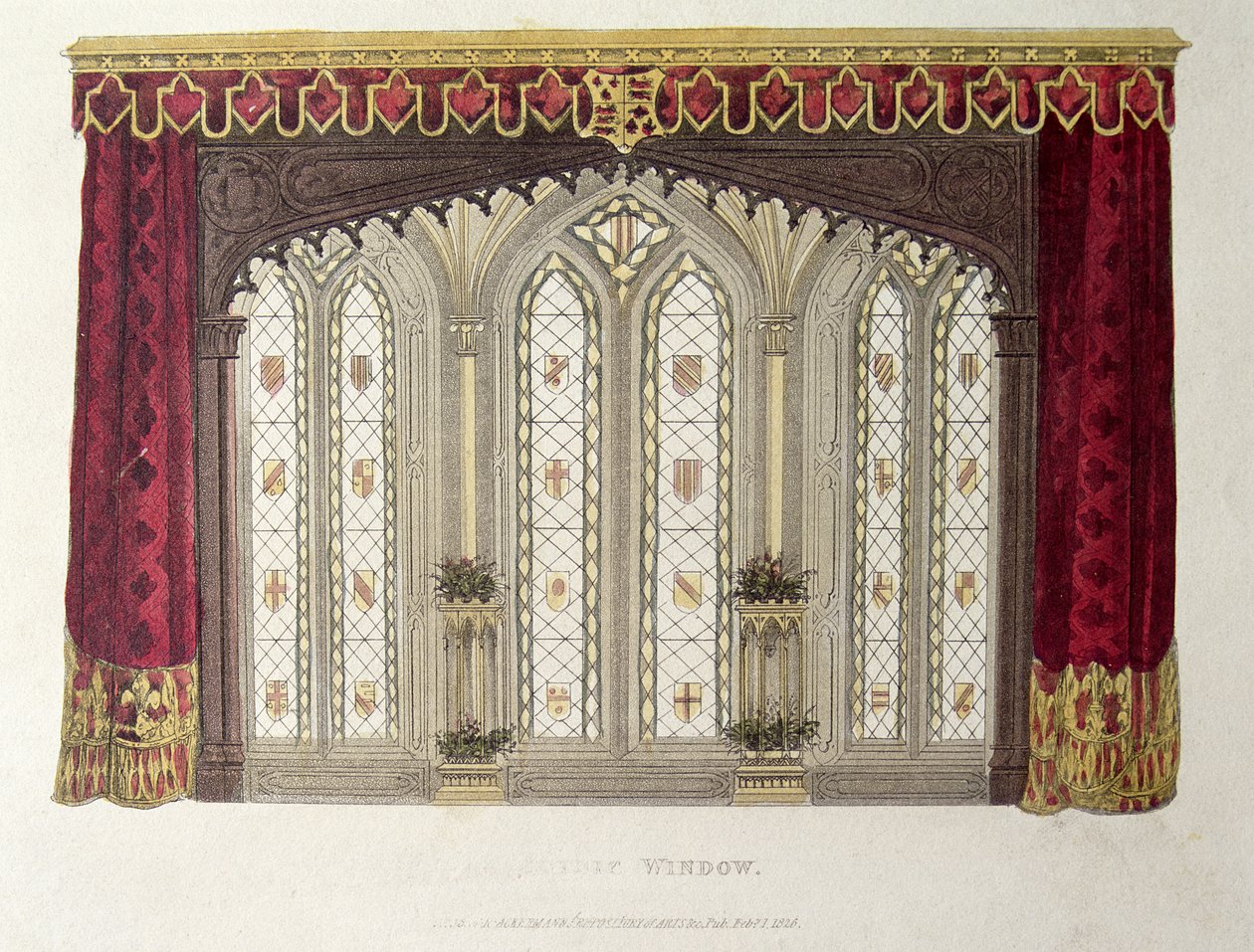 A Set of Continued French Drapery Window Curtains, Plate 33 from Ackermann