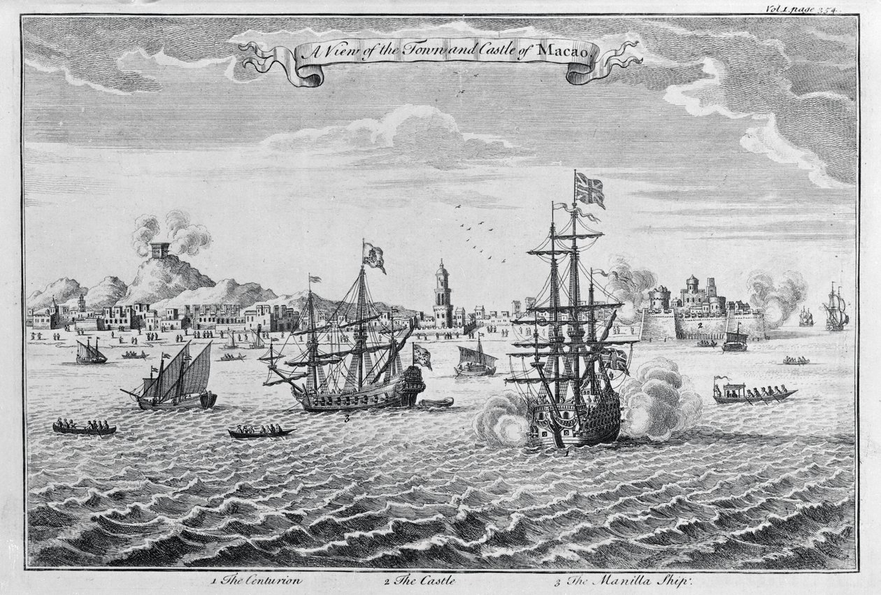 A view of the town and castle of Macao by English School