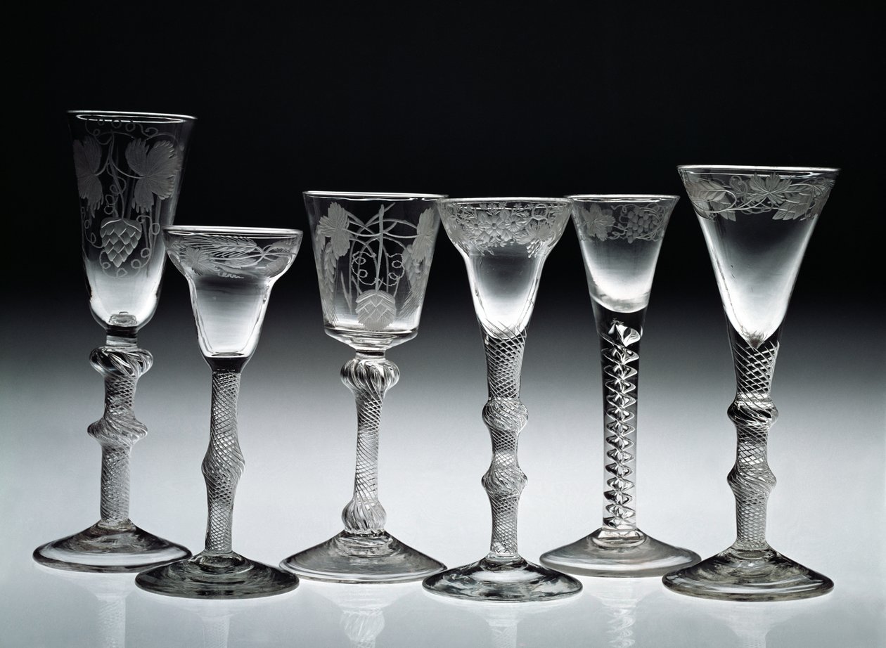 Air-twist glasses, 1750-60 by English School
