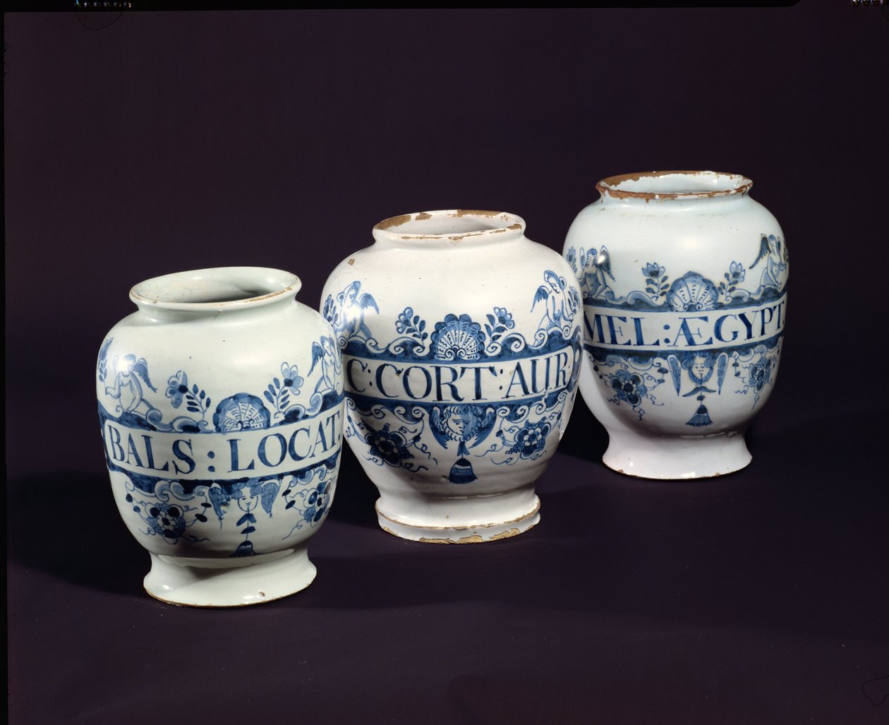 Apothecaries drug jars, c.1740 by English School