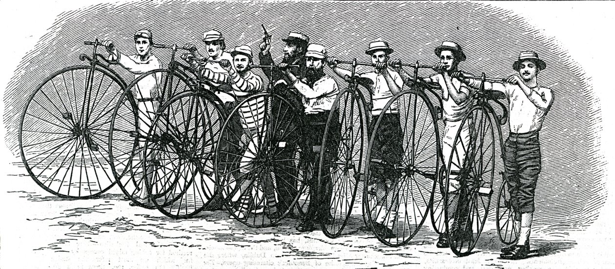 Bicycle Race from Bath to London - The Start, illustration from 