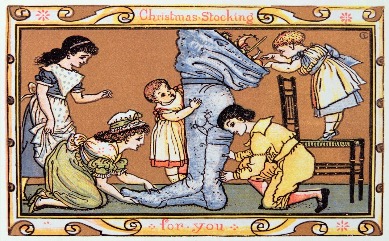 Christmas Stocking For You, a Victorian Christmas card by English School
