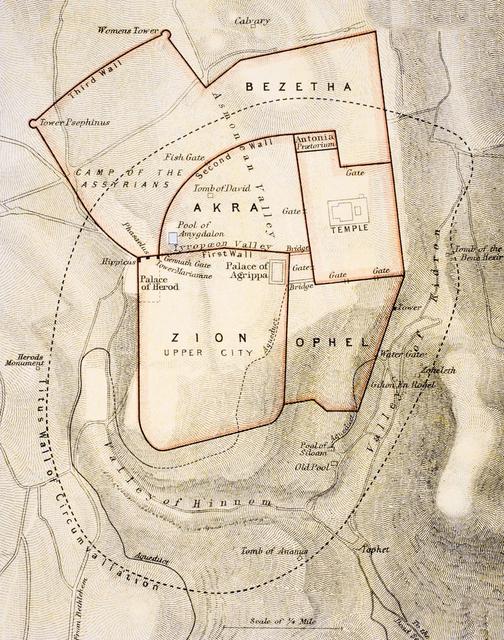 City Map of Ancient Jerusalem, from 