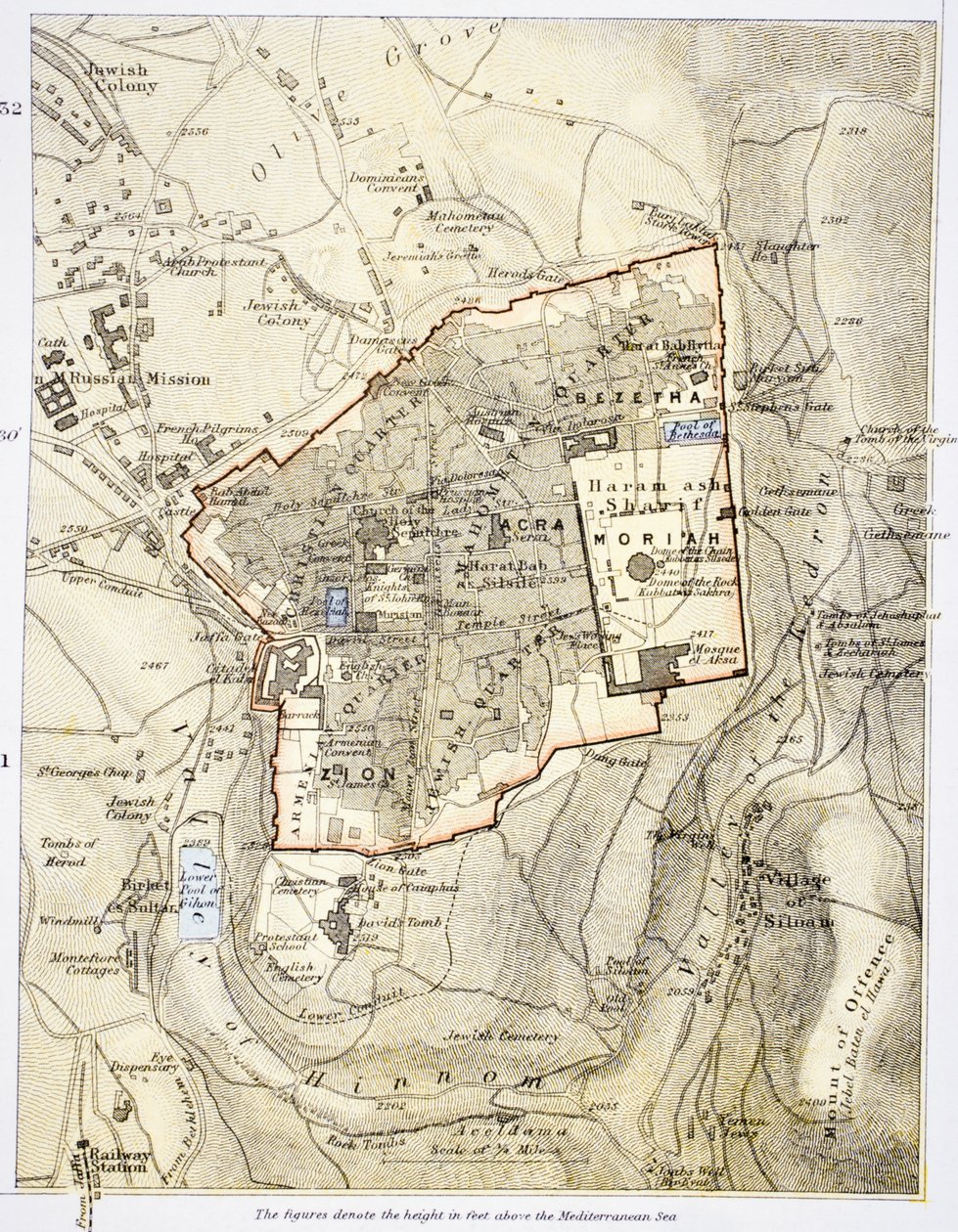 City Map of Jerusalem in the 1890s, from 