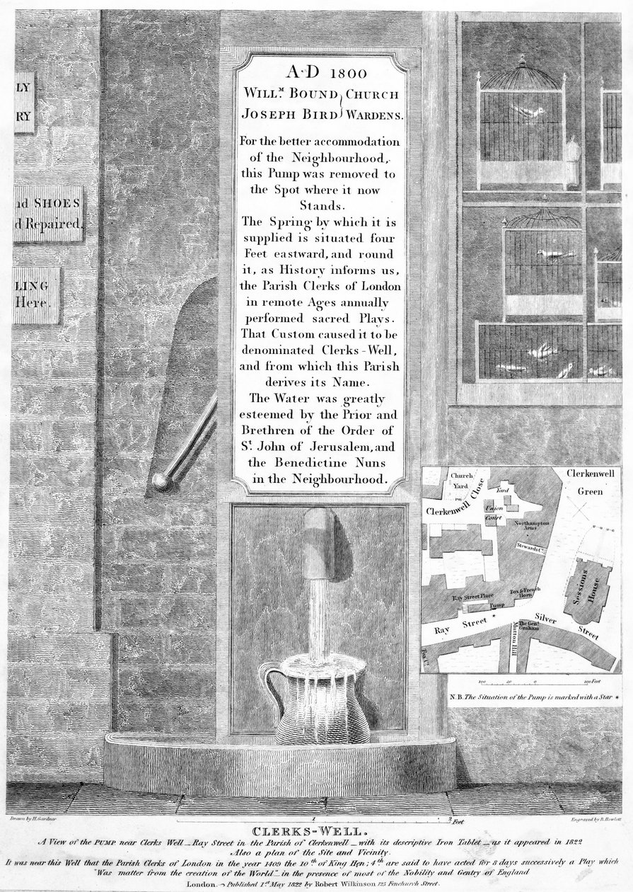 Clerks-Well, Clerkenwell, London, published 1822 by English School
