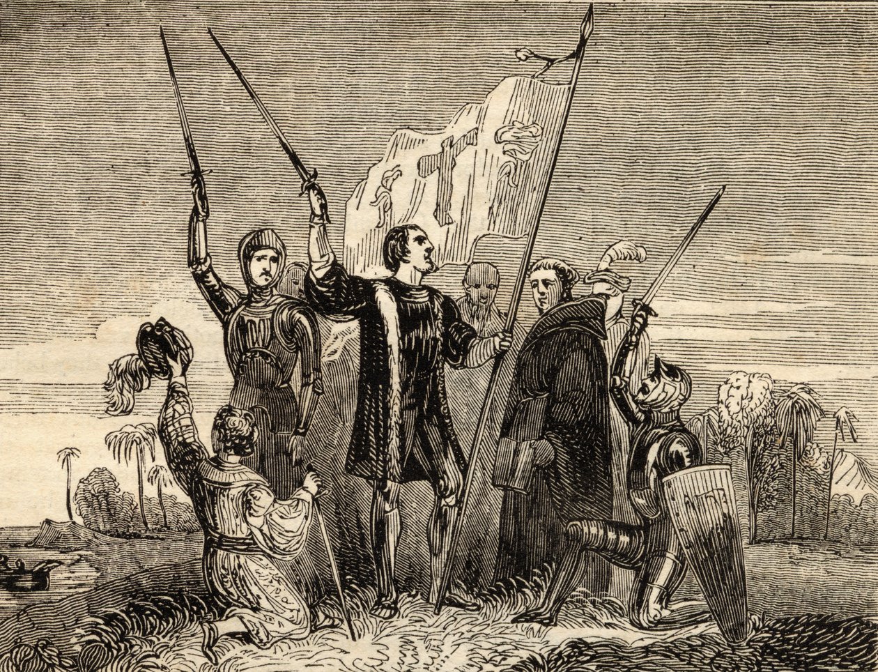 Columbus Taking Possession by English School
