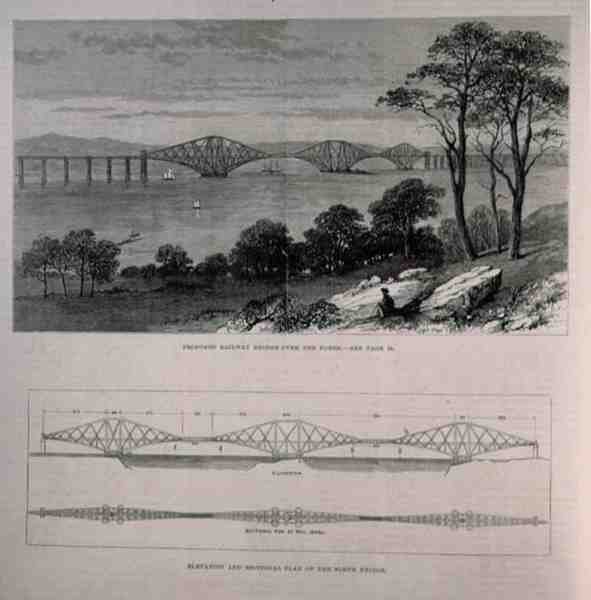 Elevation and Sectional Plan of the Forth Bridge, Edinburgh by English School