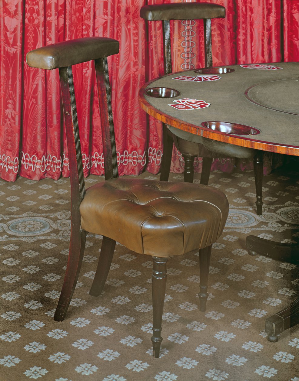 Games table and chair, late 18th century by English School