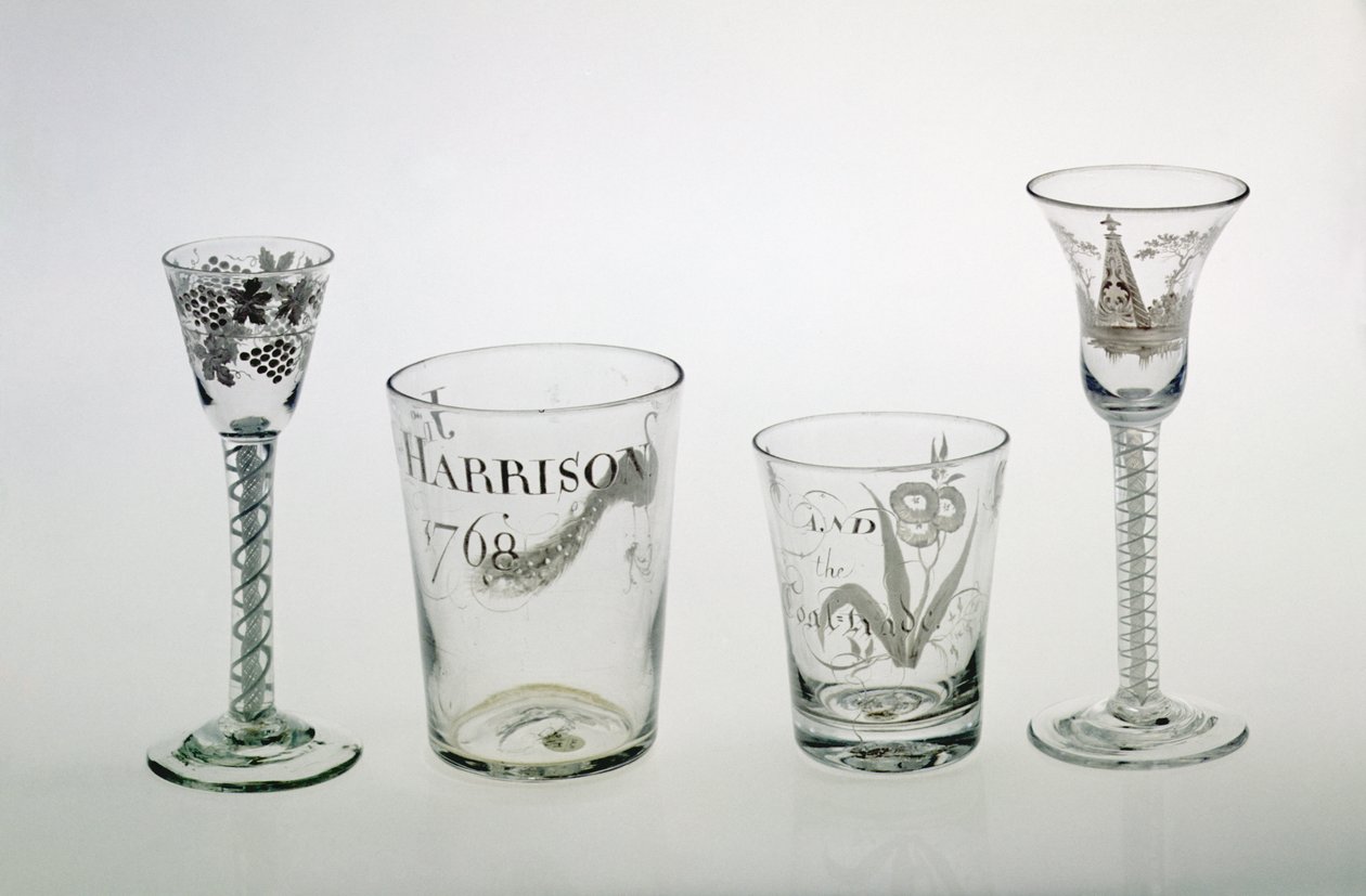 Glasses made by the Beilby family, c.1750 by English School