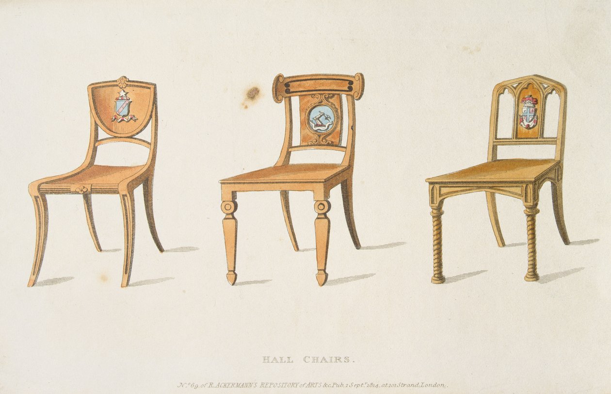Hall Chairs, Plate 67 from Ackermann